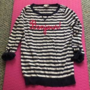 Loft pink & navy Bonjour 3/4 sleeve stripe Medium